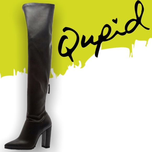 Qupid SIGNAL-145AX Faux Leather Over Knee Lug Boot - Picture 2 of 6